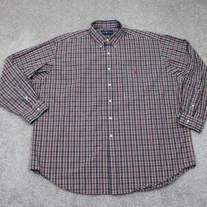 Ralph Lauren Blake Shirt Mens 2XL XXL Red/Yellow/Blue Two-Ply Cotton L/S Button